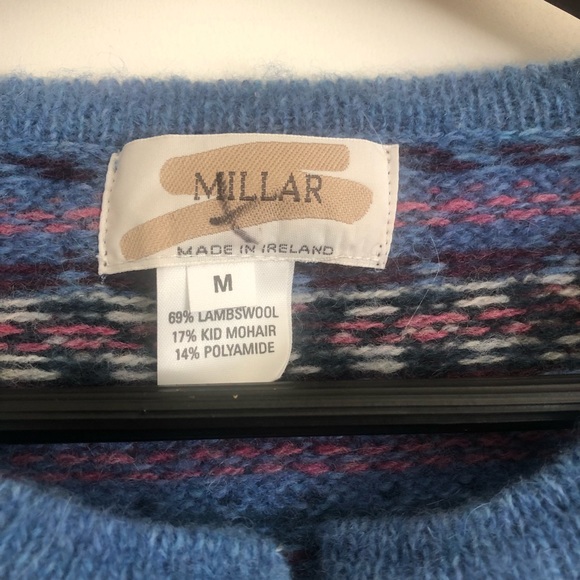 Vtg Millar Lambswool Mohair blue cardigan sweater medium - Picture 8 of 8